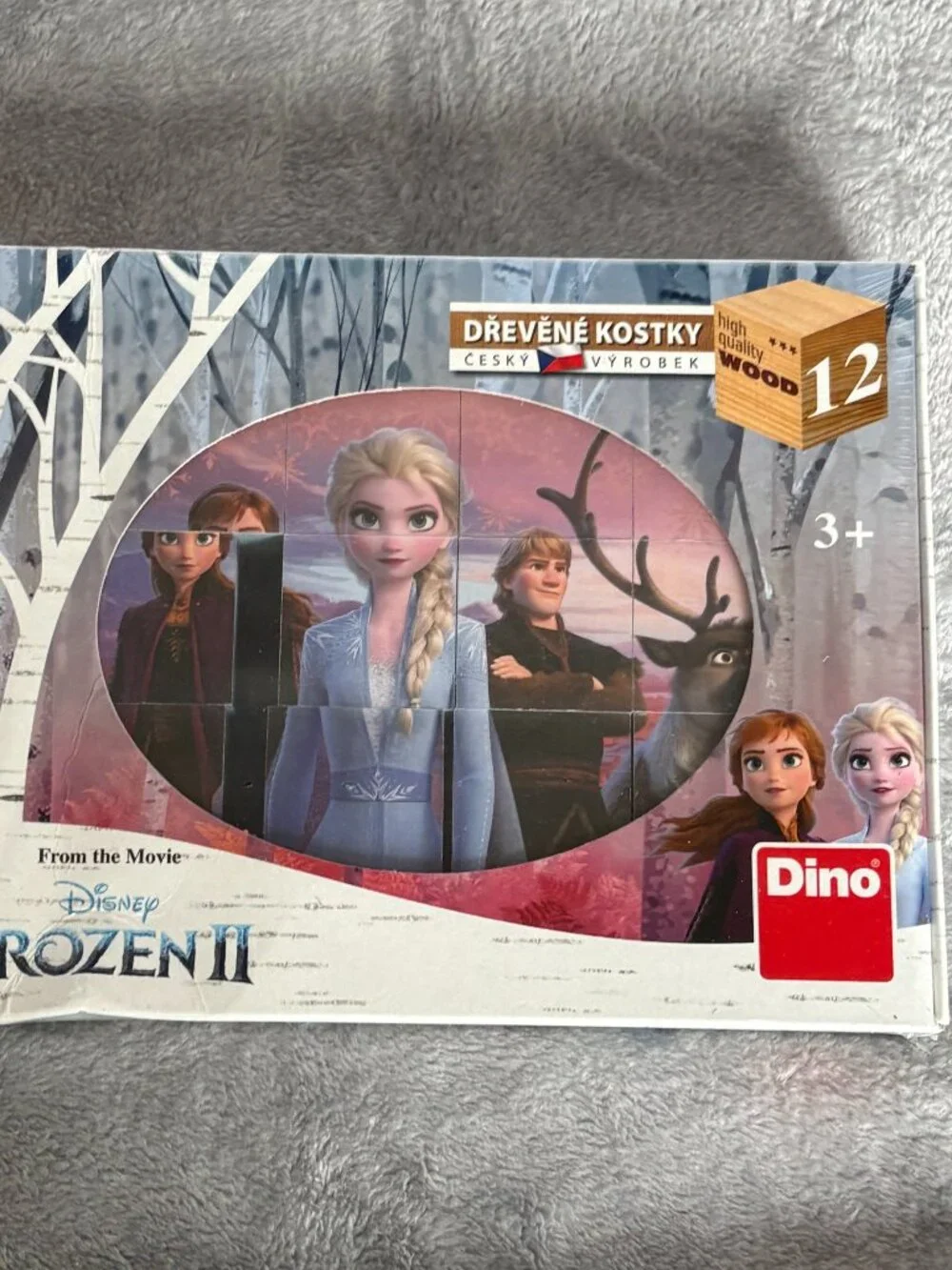 Disney Frozen 2 Wooden Cubes Blocks Puzzle Boxed Set Sealed Kids Made Czech Dino
